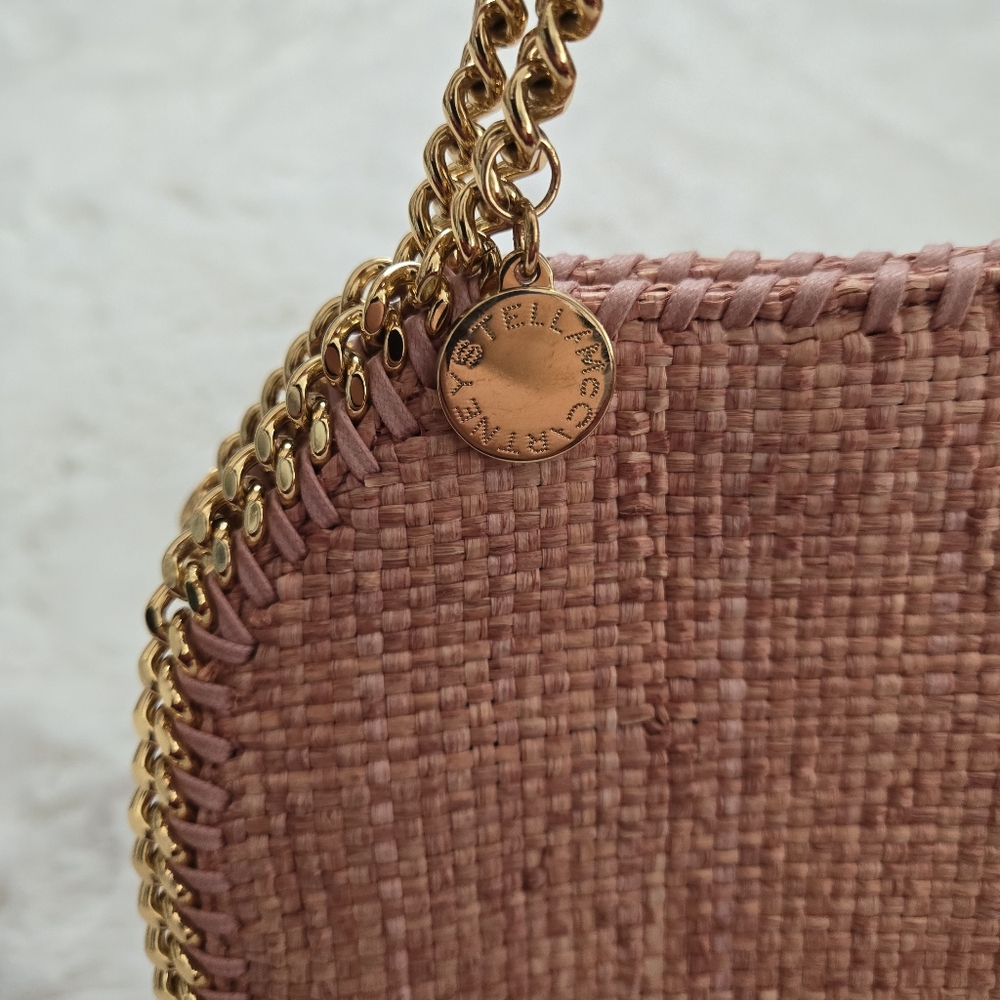 Authentic Stella McCartney Metallic Woven Raffia Tiny Fold Over Falabella - Picture 6 of 12